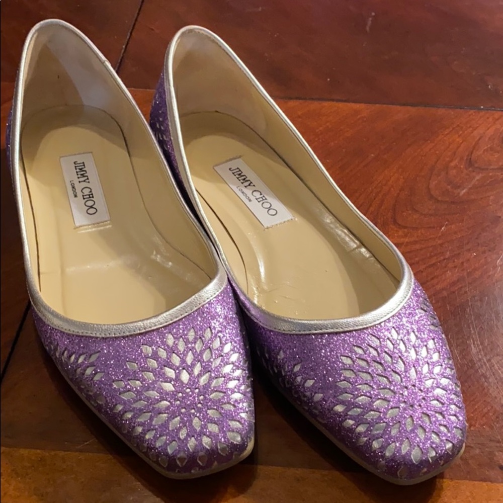 Jimmy Choo Lavender SparkleSilver Shoes 39